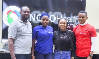 L-R: Okonkwo Onyekachi, Team Lead, Client Service; Kudowo Shukrat, Service Coordinator; Nnenna Nwahiri, Legal Manager and Temidayo Kaffo, Head of Operations, Novo Health Africa during the media launch of Novo Apoyo in Lagos on Tuesday, July 25, 2023.